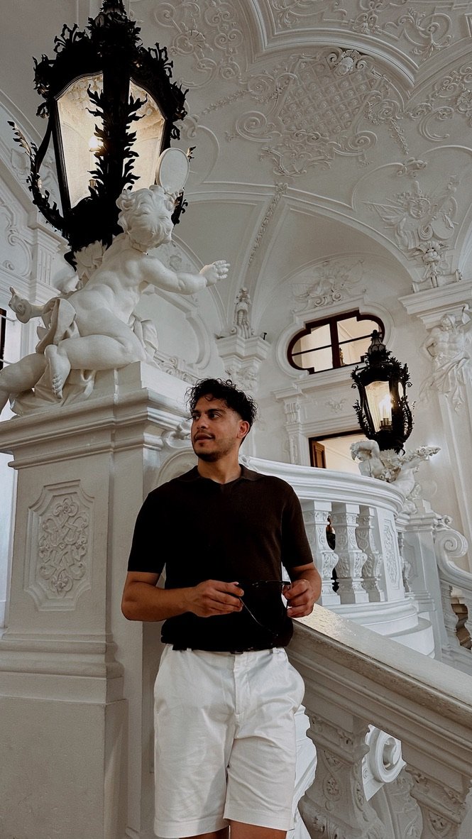 Portrait on a grand staircase in Vienna